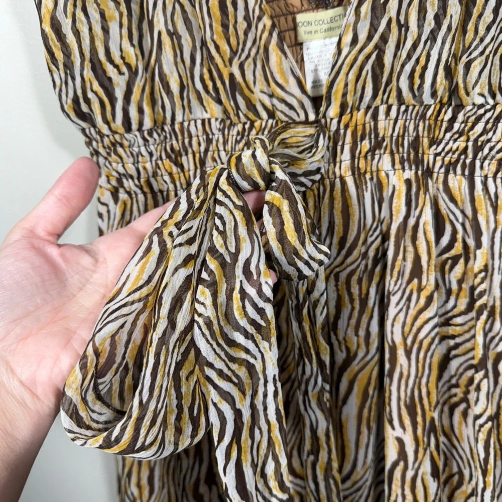 Moon Collection Dress Brown Yellow White Tiger Print Sleeveless Medium - Picture 4 of 9